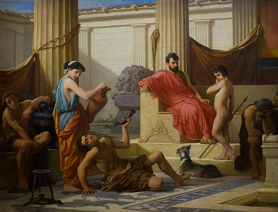 酔ったヘイロータイを見せられるスパルタ少年の絵画