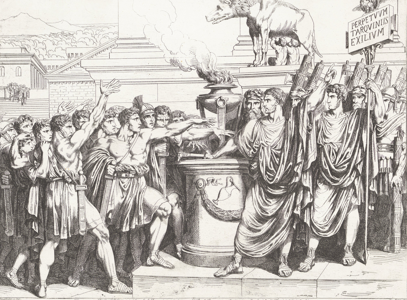 追放宣誓を行うブルトゥスとコッラティヌスの版画