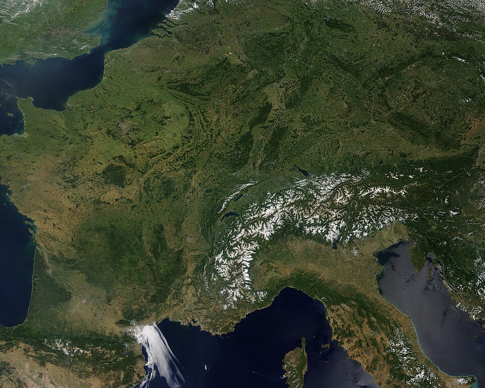 西ヨーロッパの地形が判る衛星写真